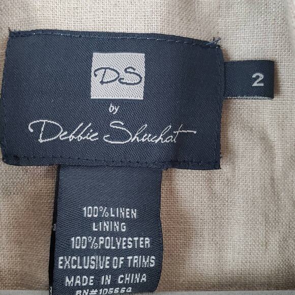 DS by Debbie Shuchat Cream Linen Blazer Sz 2 Lined Jacket Casual Office Neutral - Picture 5 of 10
